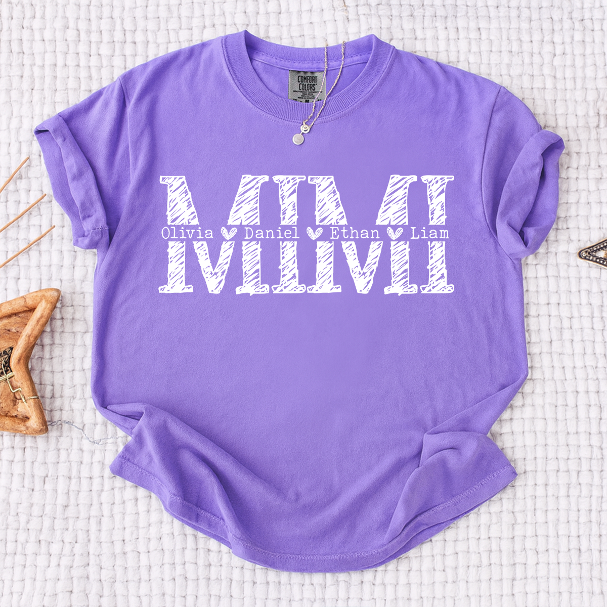 Comfort Colors Personalized Mimi Shirt, Custom T Shirt with Kids Names, Mimi Design for Grandmother, Perfect Gift for Mother's Day
