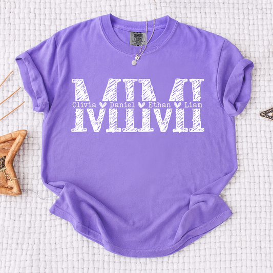 Comfort Colors Personalized Mimi Shirt, Custom T Shirt with Kids Names, Mimi Design for Grandmother, Perfect Gift for Mother's Day