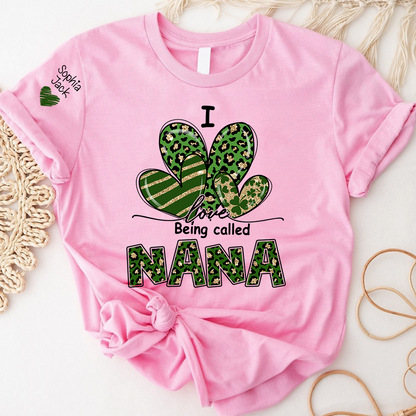 I Love Being Called Nana Shamrock Shirt for St Patrick’s Day, Cute Green Family T Shirt, Give Grandma And Kids