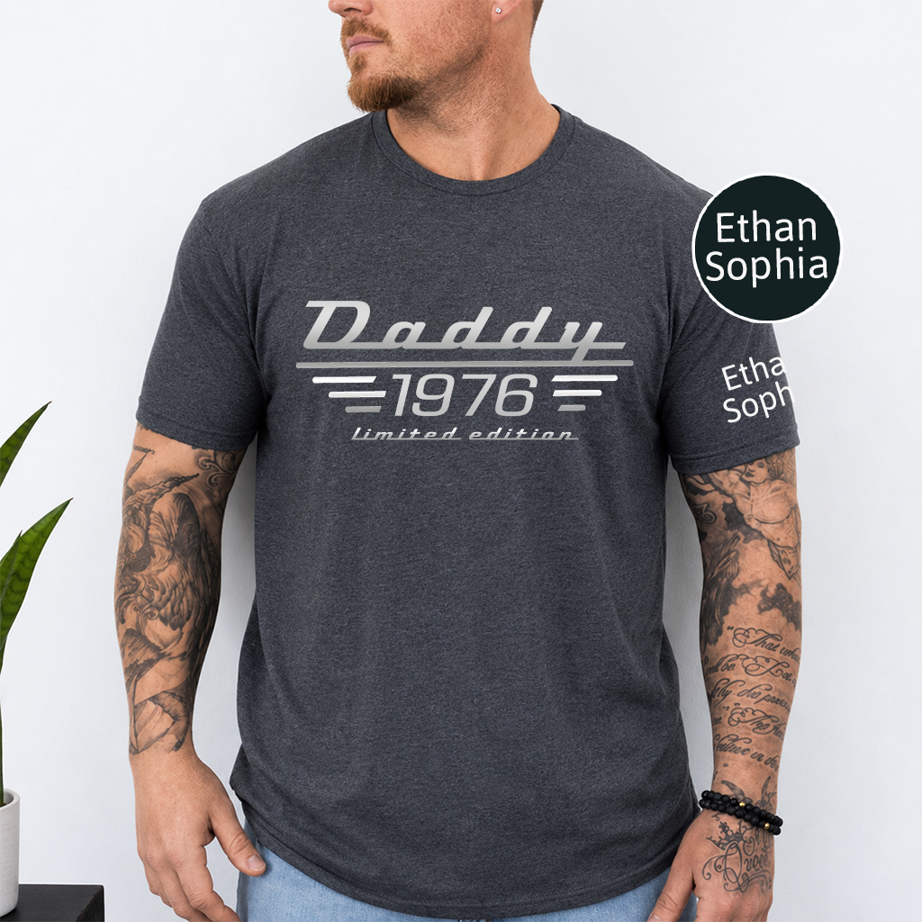 Limited Edition Dad T-Shirt – Personalized Custom Names Gift for Father Papa Birthday Fathers Day