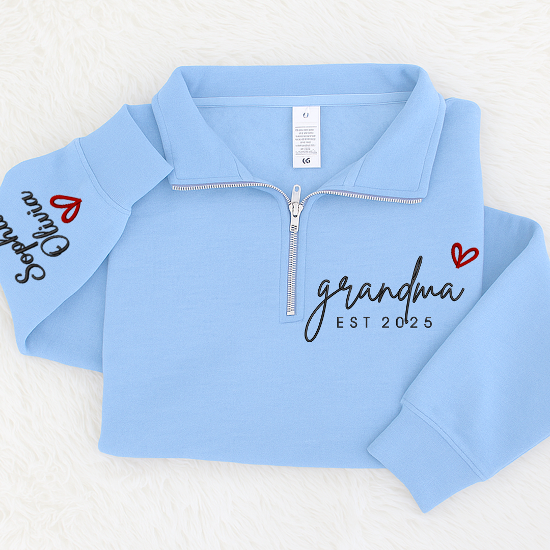 Personalized Hand Embroidered Grandma Sweater, Gift for Grandma and Kids