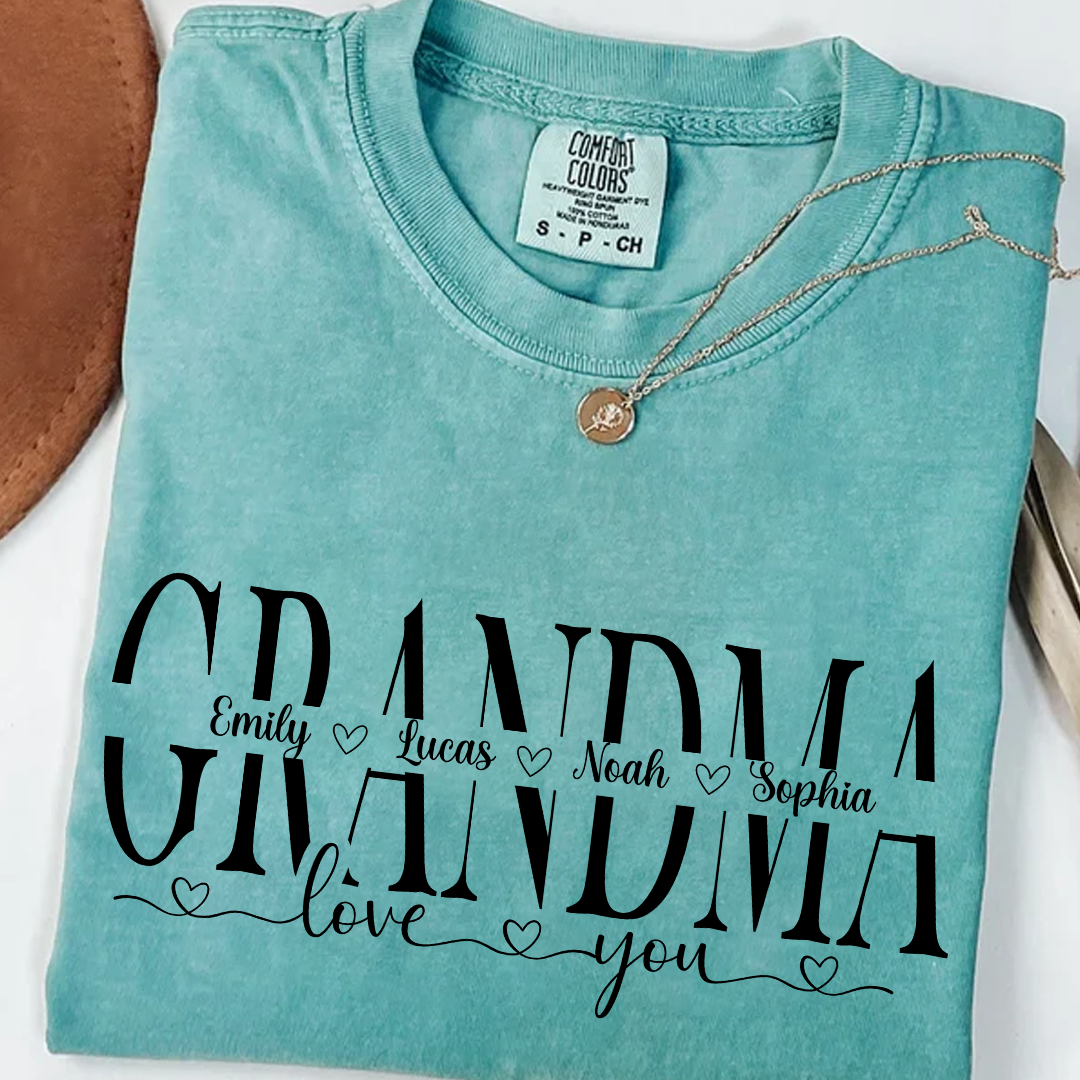 Personalized Grandma Shirt with Grandkids' Names - Comfort Colors T-Shirt