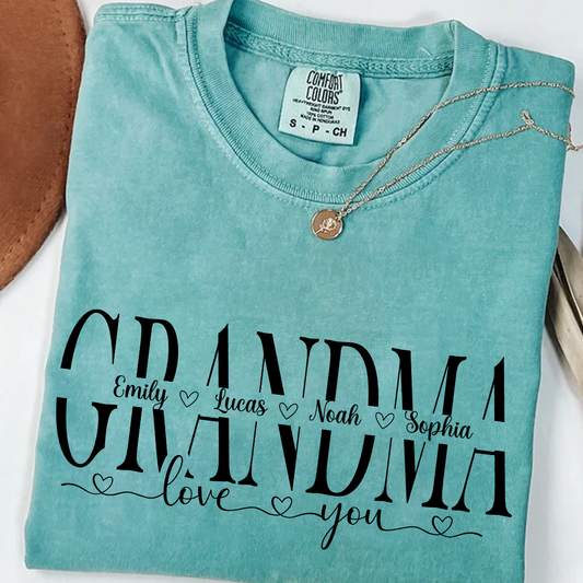 Personalized Grandma Shirt with Grandkids' Names - Comfort Colors T-Shirt