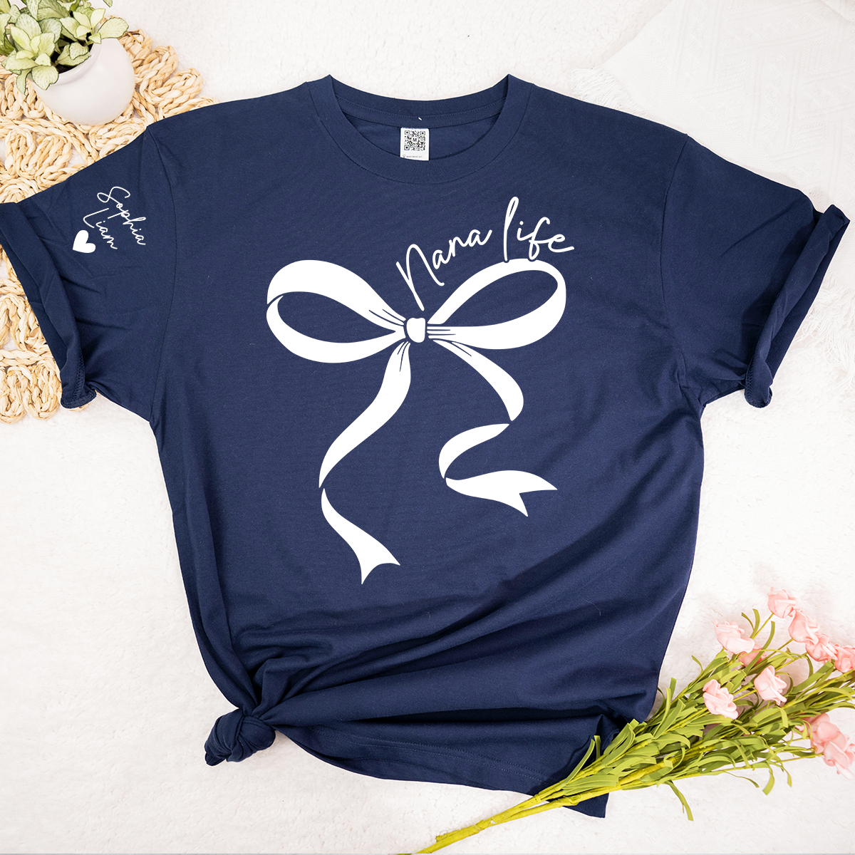 Personalized Nana Life Shirt, Custom T-Shirt with Bow Design, Meaningful Family Gift for Nana