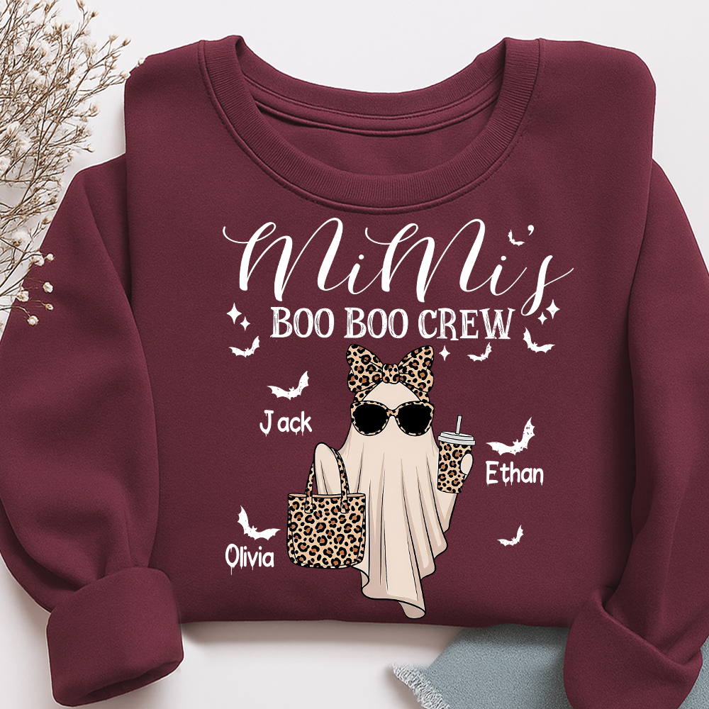 Mimi's Boo Crew Halloween Sweatshirt, Personalized Ghost Family Shirt for Grandma And Kids