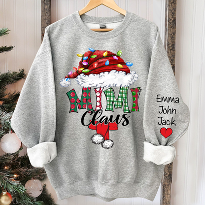 Personalized Mimi Claus Xmas Trend Sweatshirt, Custom Grandma and Grandkids Sweatshirt