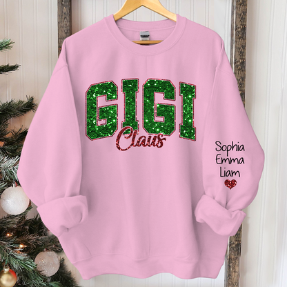Custom Gigi Claus Green Christmas And Kids Sweatshirt