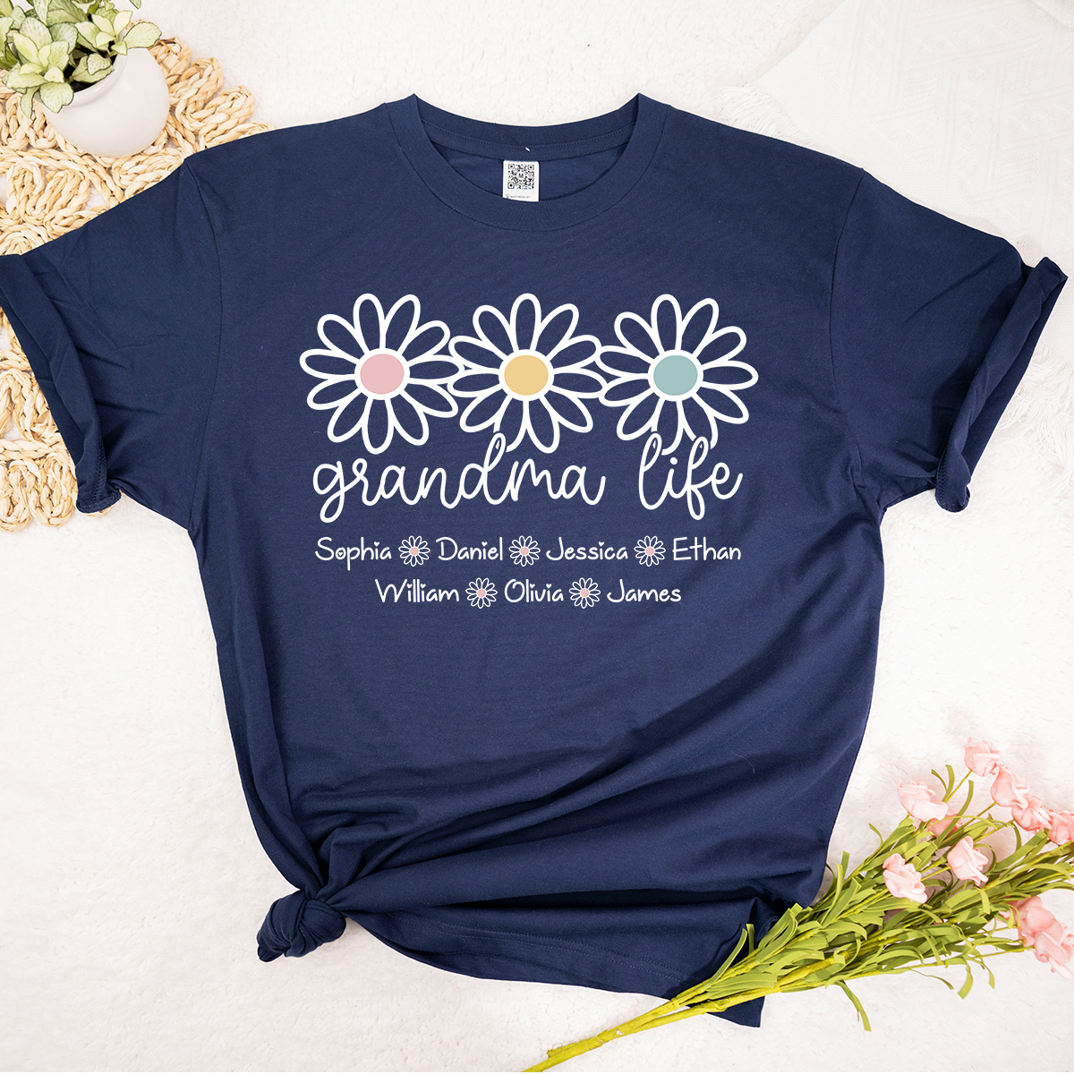 Personalized Grandma Life Shirt with Grandkids Names, Custom Daisy Grandma T-Shirt, Gift for Grandma