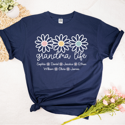 Personalized Grandma Life Shirt with Grandkids Names, Custom Daisy Grandma T-Shirt, Gift for Grandma