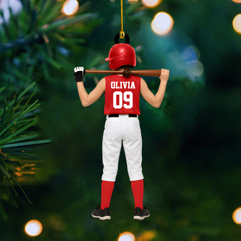 Personalized Softball Ornament 2025 – Custom Female Player Ornament with Name & Number, Unique Christmas Gift for Athletes & Teams Ornament