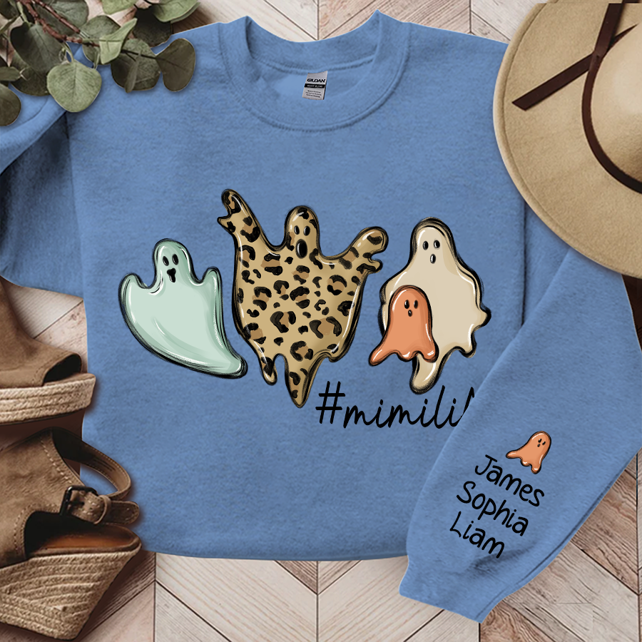 Mimi Life Ghost Halloween Sweatshirt, Custom Mimi & Grandkids, Grandma Gift Halloween TH