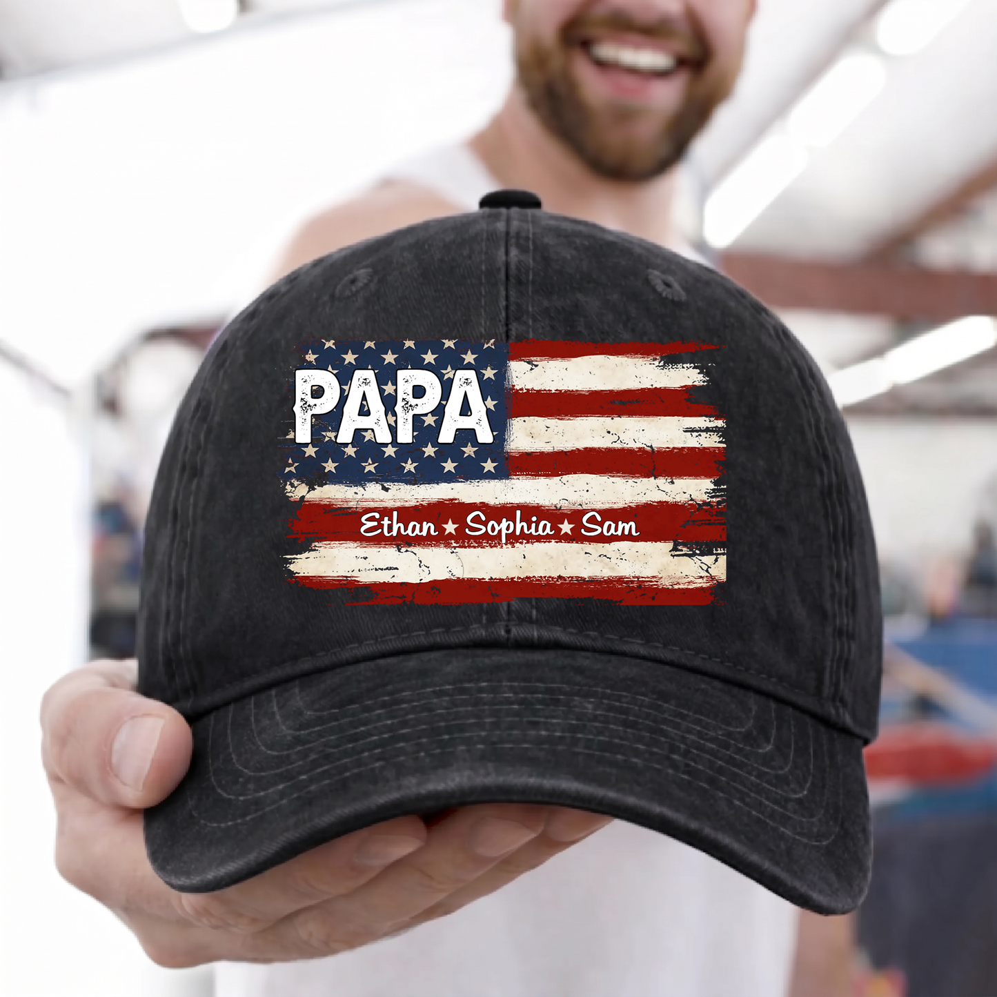 Personalized Papa Ands Grandkids Flag American