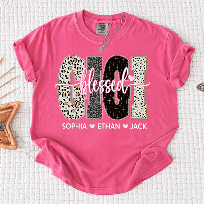 Comfort Colors® Bible Style Design, Custom Gift For Blessed Gigi And Her Grandchildren