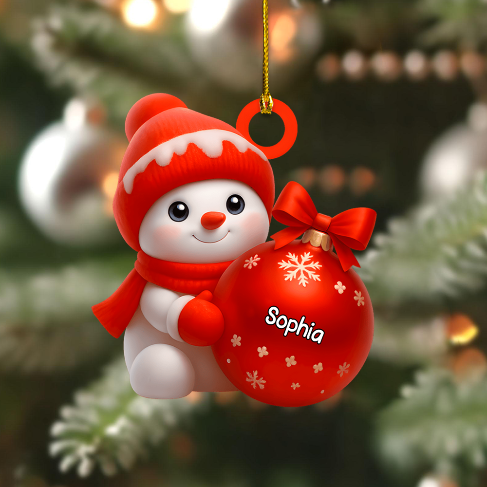 Personalized Snowman Christmas Ornament – Custom Name Cute Snowball Decoration for Kids and Family 2025 Ornament