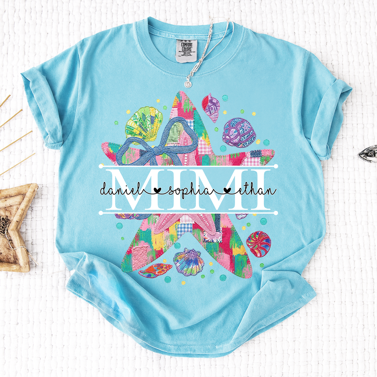 Comfort Colors® Custom Mimi Starfish Shirt, Colorful Beach Vacation Grandma Gift