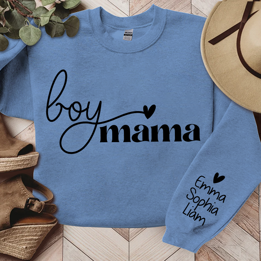 Boy Mama Sweatshirt, Custom Mama And Kids, Gift For Mom TH Sweatshirt