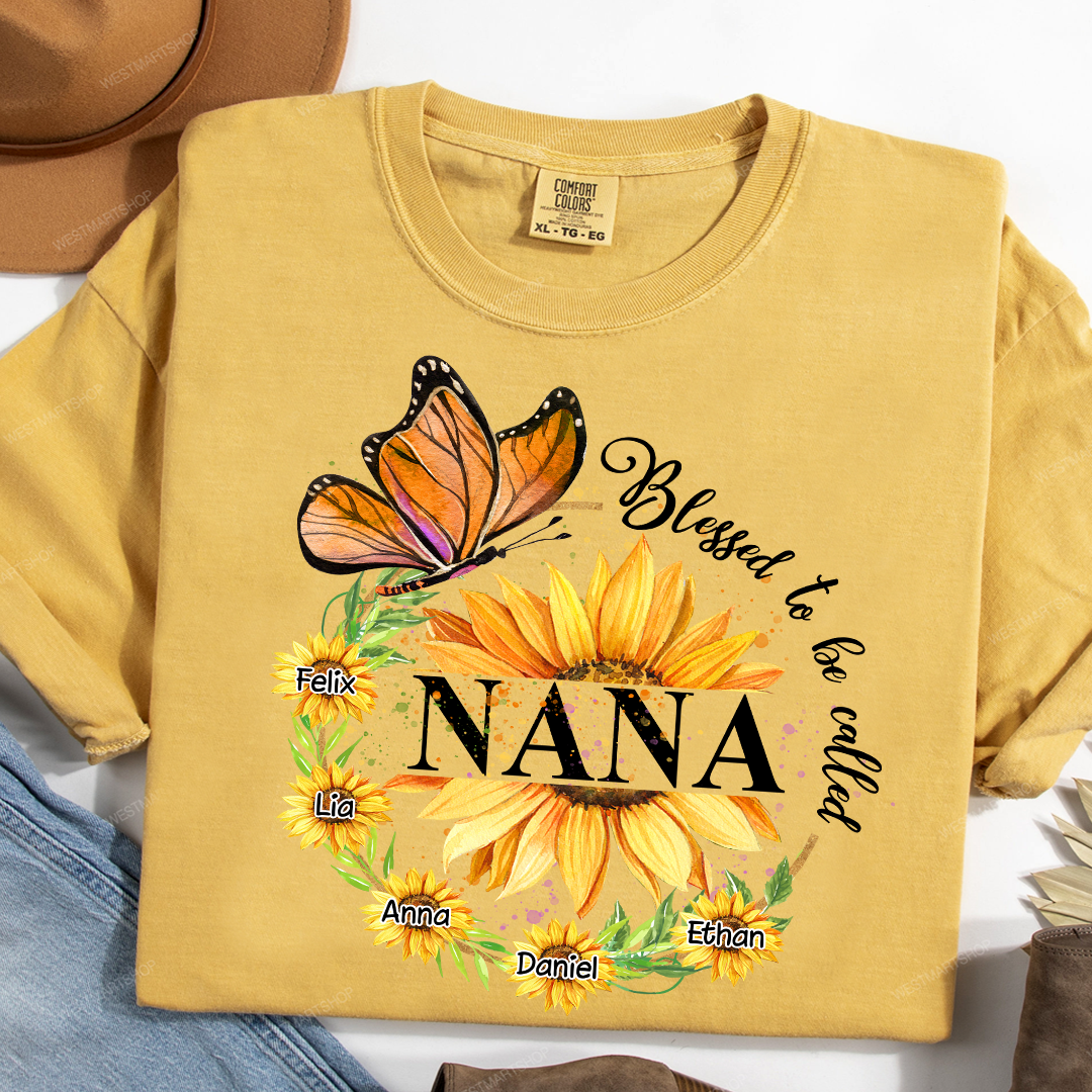 Comfort Colors® Blessed Nana Sunflower Butterfly T-Shirt, Gift For Grandma T-Shirt