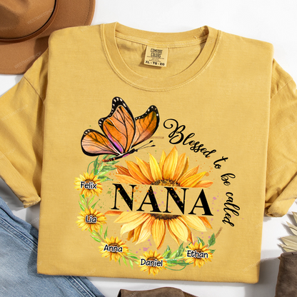 Comfort Colors® Blessed Nana Sunflower Butterfly T-Shirt, Gift For Grandma T-Shirt