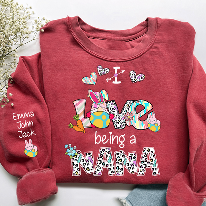 Nana Sweatshirt I Love Being a Nana, Colorful Heart Design Family Style