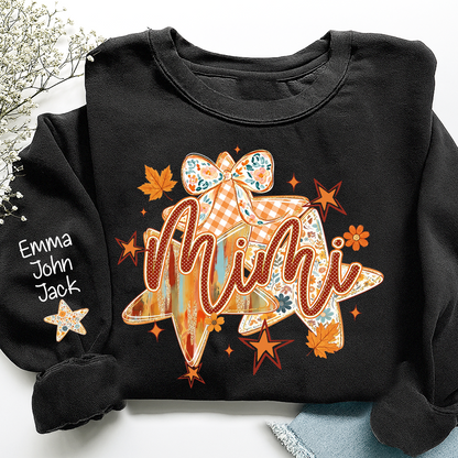 Cute Nana Star Bow Shirt, Personalized Grandma Graphic Tee, Fall Autumn T Shirt, Meaningful Gift from Grandkids