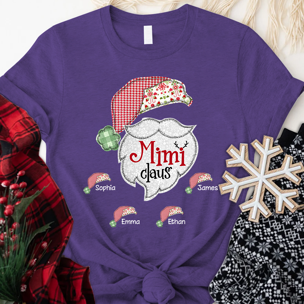 Custom Mimi Claus With Grandkids Christmas T-Shirt