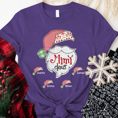 Custom Mimi Claus With Grandkids Christmas T-Shirt