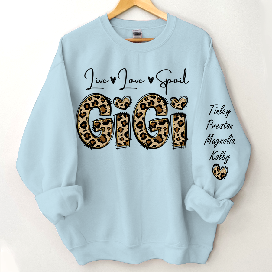 Personalized Live Love Spoil Gigi Sweatshirt, Custom Grandma And Kids Sweatshirt