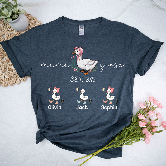 Custom Mimi Goose Est Shirt, Personalized Nickname And Grandkids, Gift For Mother's Day