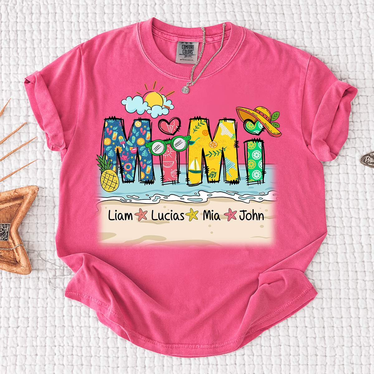 Comfort Colors® Cute Vacation Mimi Shirt with Pineapple and Sunglasses Design for Family