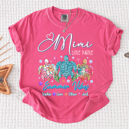 Comfort Colors® Gigi Personalized Turtle Mom Shirt with Children’s Names, Fun and Cute Grandma Shirt