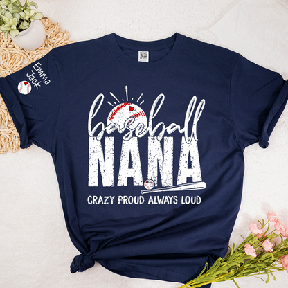 Custom Baseball Nana T-Shirt, Personalized Sports Grandma Tee for Game Day