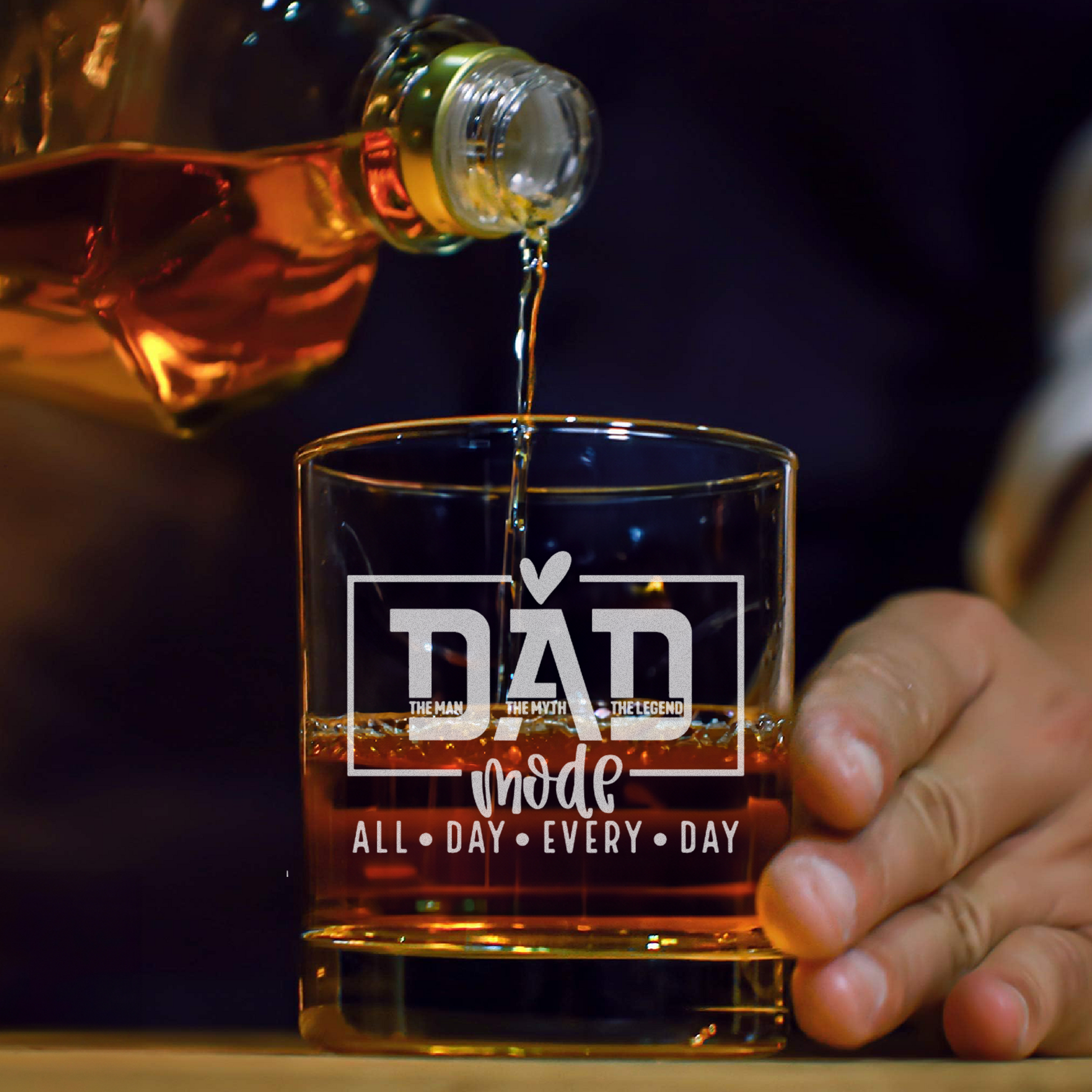 Dad Mode All Day Every Day - Daddy And Kids Whiskey Glass