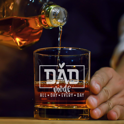 Dad Mode All Day Every Day - Daddy And Kids Whiskey Glass