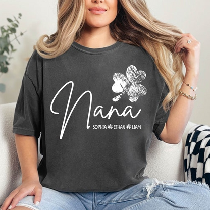Nana Shamrock Shirt for St Patrick’s Day, Personalized Grandmalife Family Tee