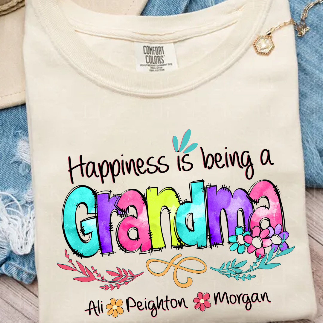 Comfort Colors® Happiness Is Being A Mimi Shirt, Custom Grandma With Grandkids Shirt