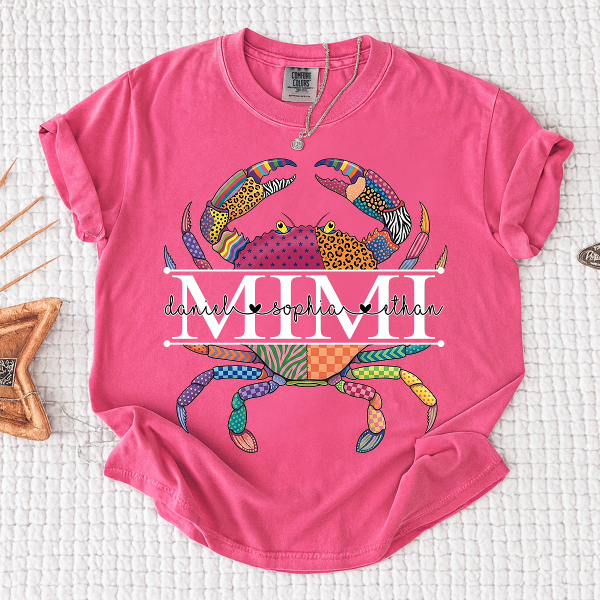 Comfort Colors® Personalized Mimi Crab T-Shirt for Women Colorful Summer Graphic Tee