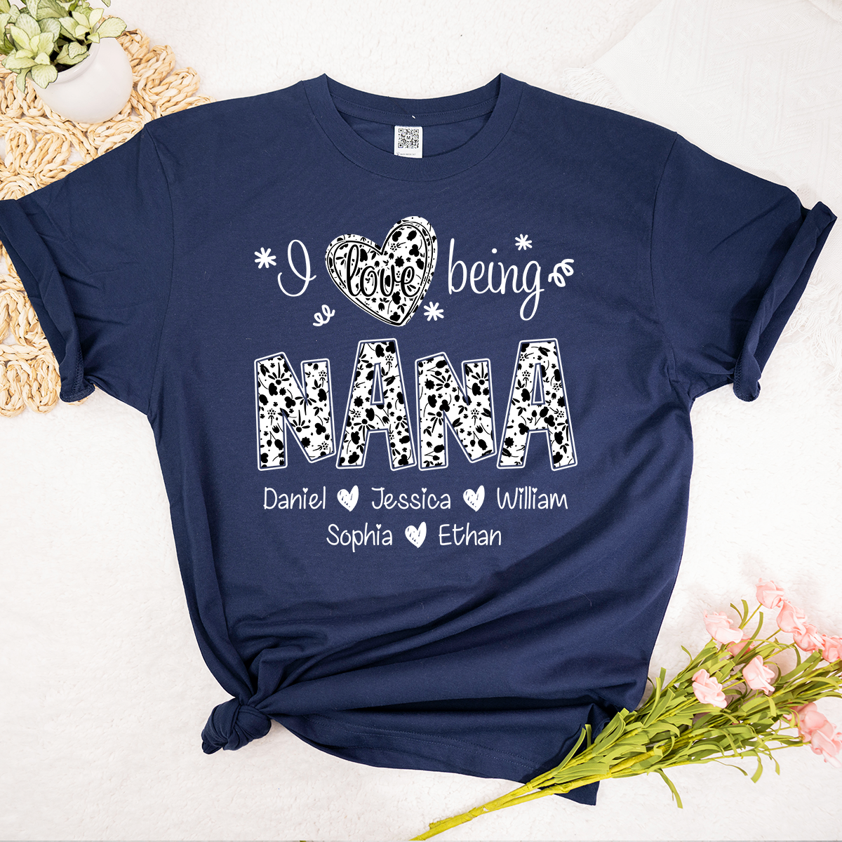 I Love Being Nana Shirt with Names, Floral Grandma Tee, Mother’s Day Gift for Nana