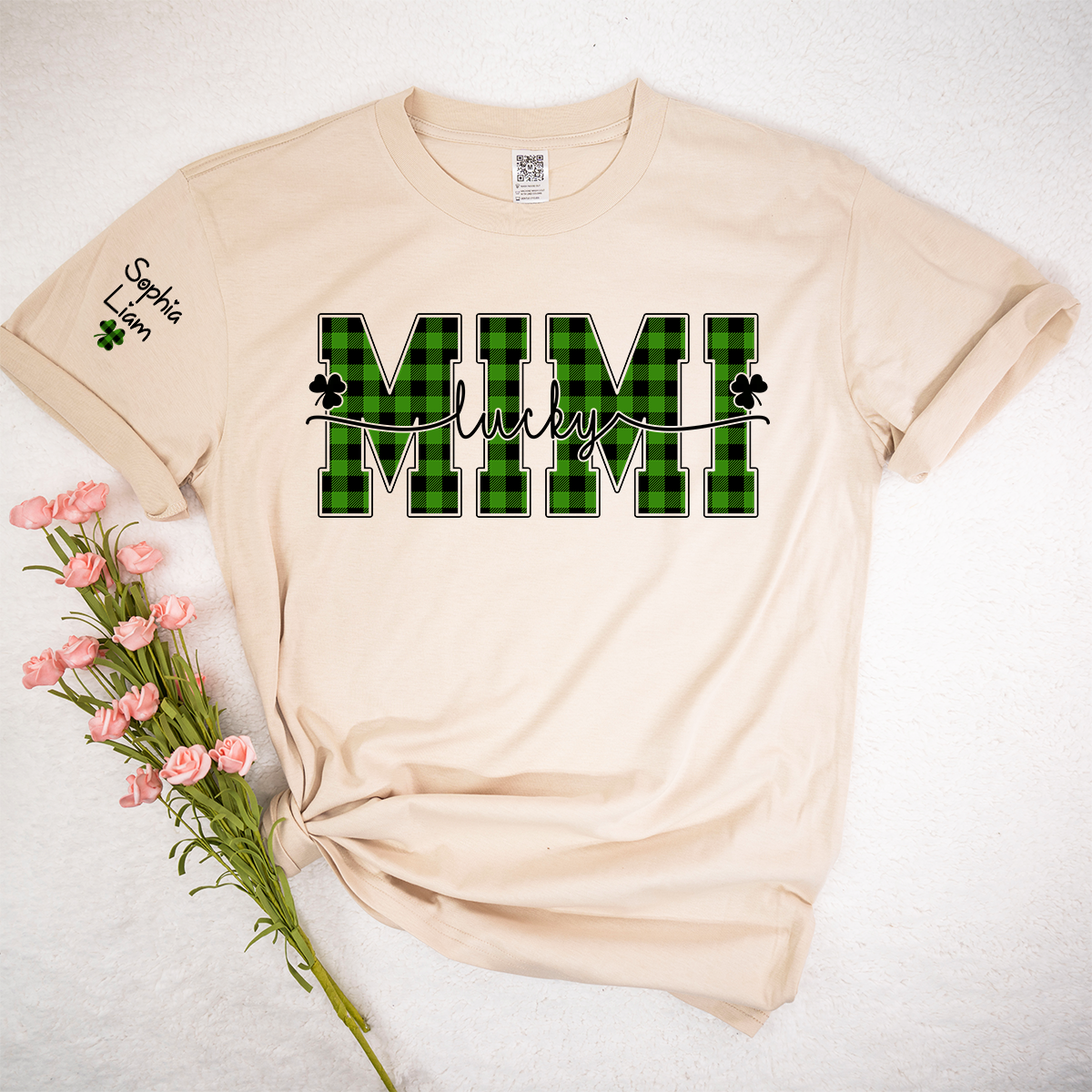 Lucky Mimi Shirt with Shamrock Design, Personalized Grandma Name Tee, St Patrick’s Day Family Shirt for Mimi