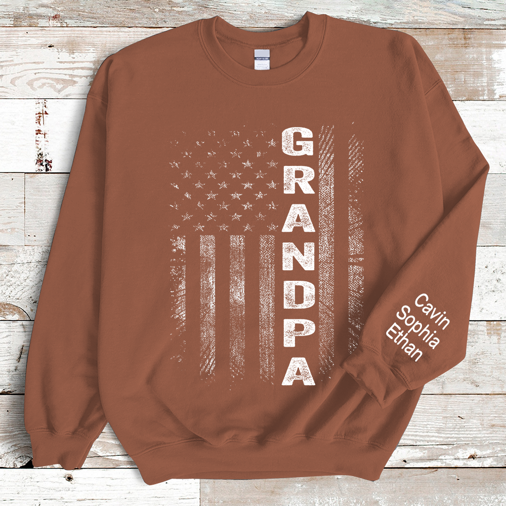 Custom Grandpa Flag With Grandkids Sweatshirt
