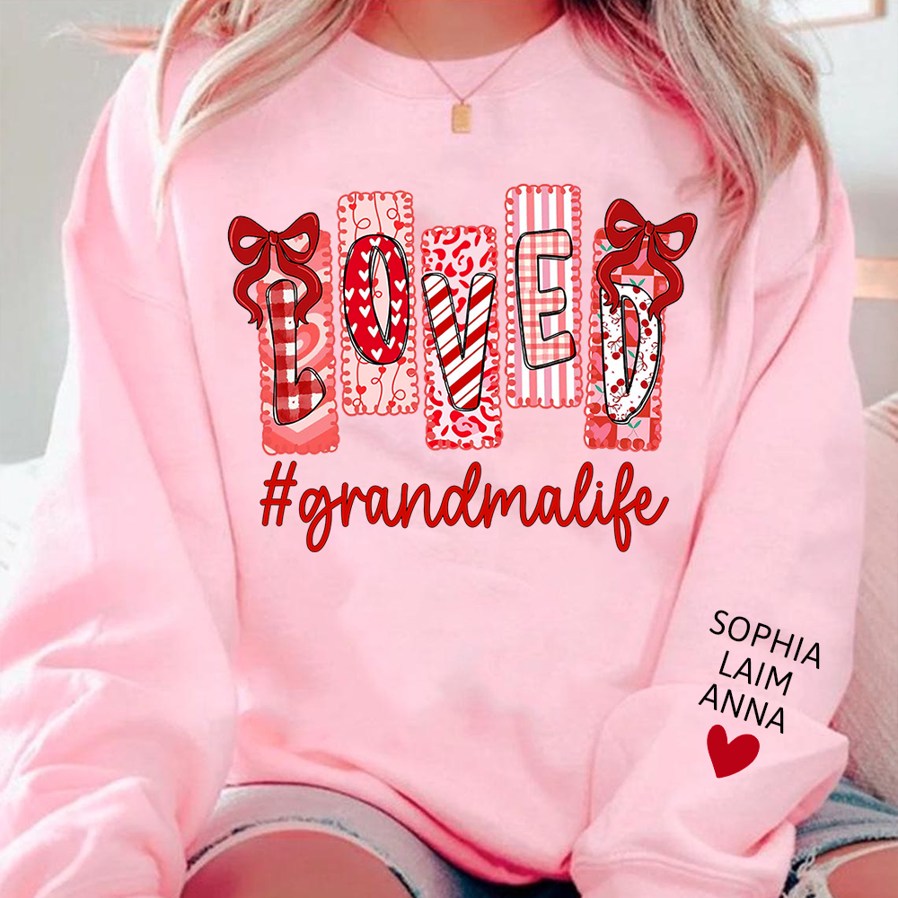 Personalized Love Grandma Life Sweatshirt, Custom Valentine Heart Design