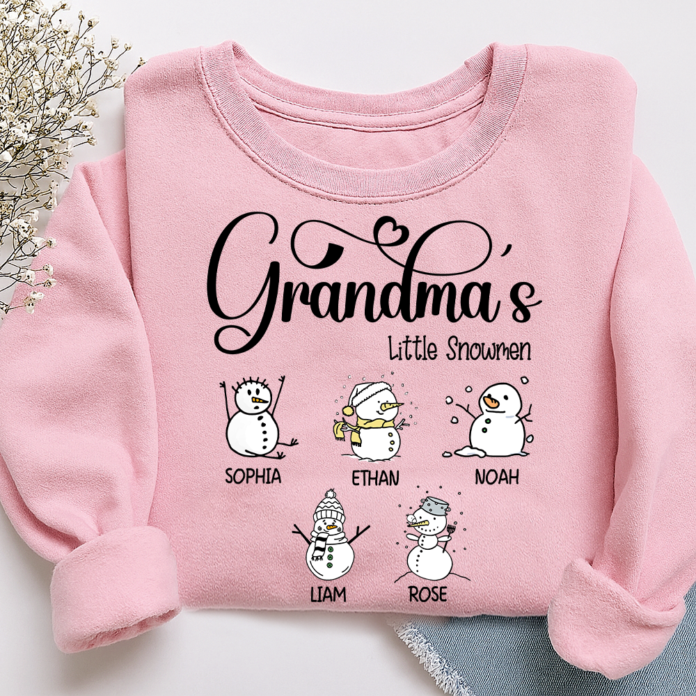 Merry Christmas Grandma Little Snowman Sweatshirt, Custom Gifts for Grandma and Grandchild