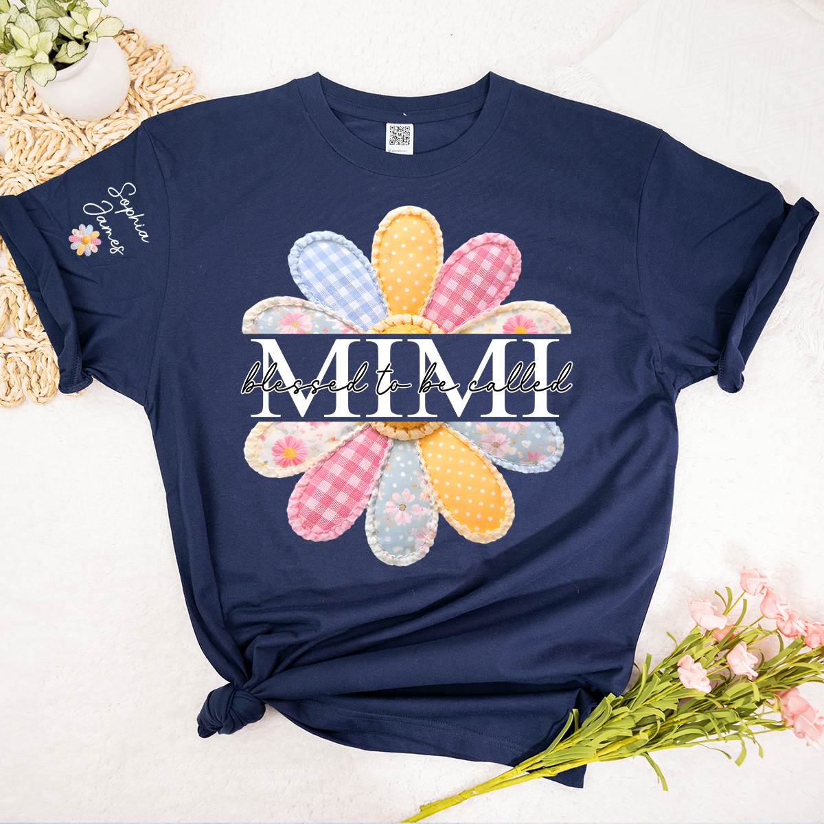 Blessed To Be Called Mimi Floral T Shirt, Personalized Grandma Shirt with Kids' Names