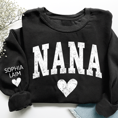 Personalized Nana Sweatshirt, Custom Name Heart Design Gift for Grandma