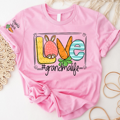 Custom Grandma Bunny Shirt, Personalized Family Names Easter Style Tee