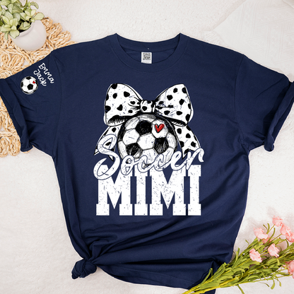 Personalized Soccer Mimi Shirt, Soccer Ball and Bow Design with Kids Names