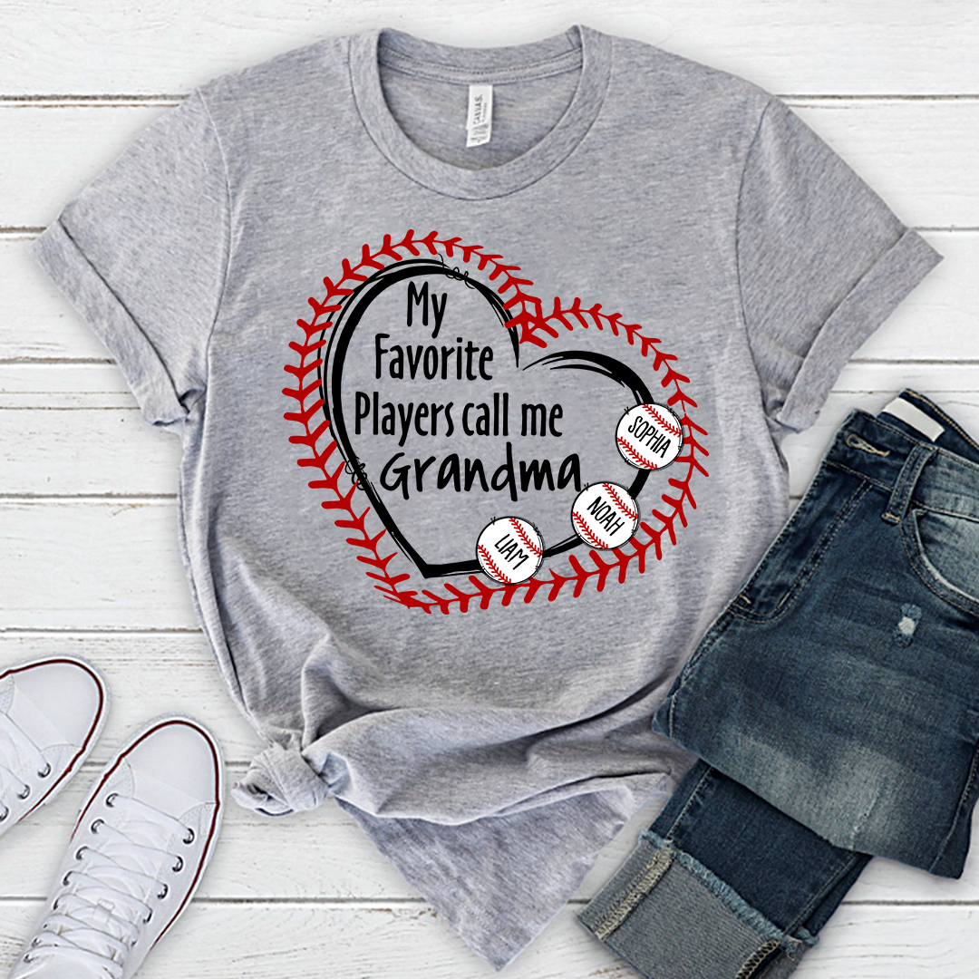 Baseball Mimi T-Shirt My Favorite Players Call Me Design with Custom Names