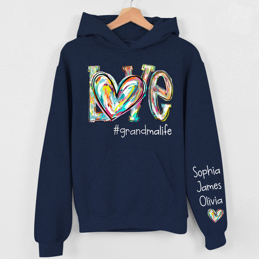Love Grandma Life Color Clipart Custom Hoodie