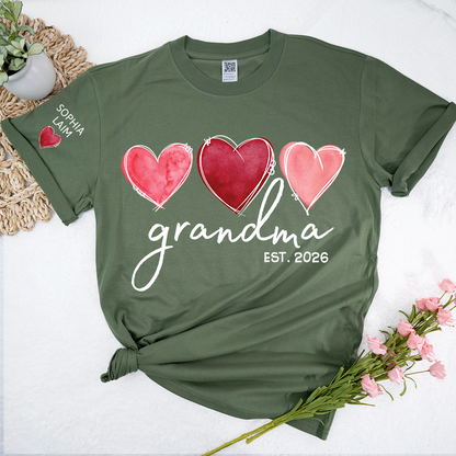 Custom Grandma Valentine T-shirt, Heart Valentine Gifts For Grandma And Kids