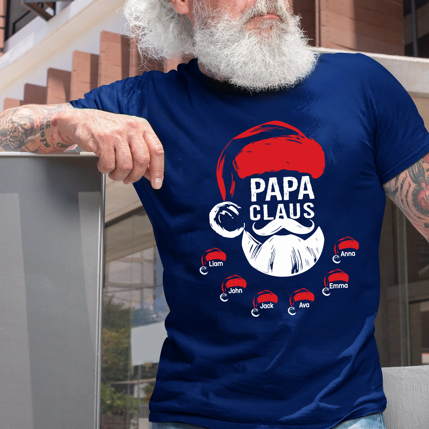 Custom Papa Claus Christmas, Gift For Papa And Kids T-Shirt