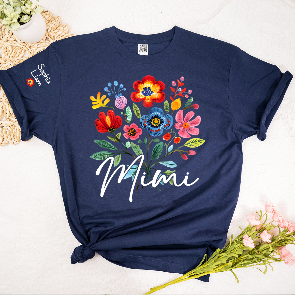 Personalized MimiI Floral T Shirt, Custom Family Names with Vibrant Flower Design, Perfect Gift for Mimi Cinco de mayo
